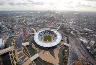 Aerial view of the Olympic Stadium in East London